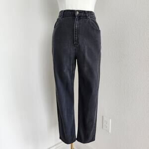 Vintage 90s Liz Claiborne Black Denim High Waisted Tapered Mom Jeans Short 8